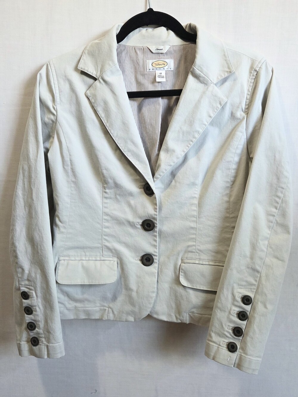 Talbots Stretch Beige Button Blazer Jacket 10P